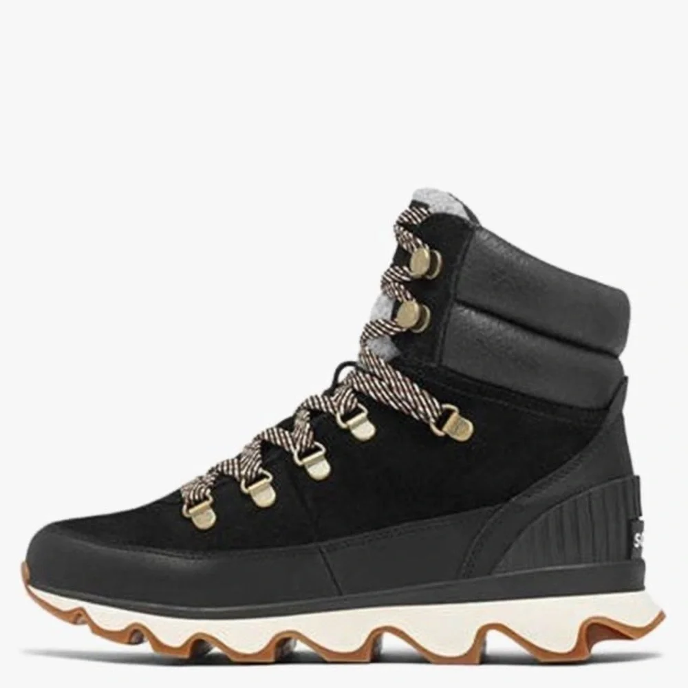 Sorel Women’s Kinetic Conquest WP Winter Lace Up Snow Boot Black Cream 7 - Picture 5 of 5